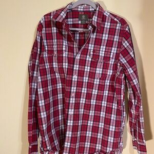 Timberland Red and White Plaid Men's Shirt